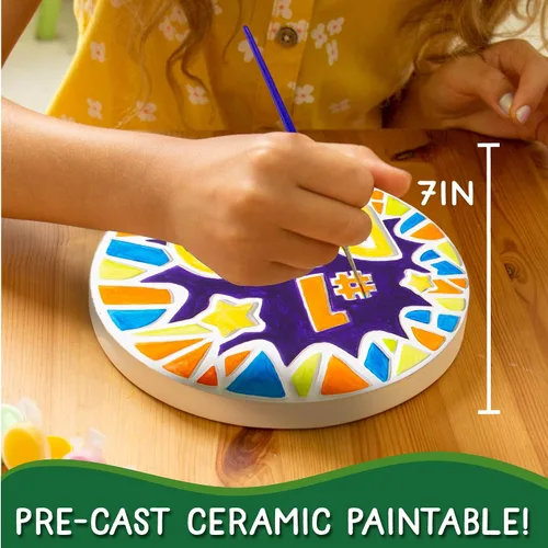 Miniatura 3 de Creative Roots Paint Your Own #1 Dad Stepping Stone, Piedra de Paso de Cerámica Pintable de 7 pulgadas, Incluye 6 Pinturas Acrílicas y Pincel