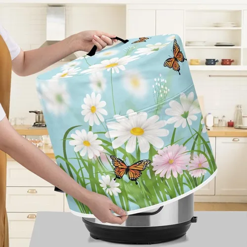 Miniatura 4 de Cubierta antipolvo para olla a presión con estampado floral de pájaros, compatible con 3 cuartos de galón, cubierta antipolvo instantánea duradera