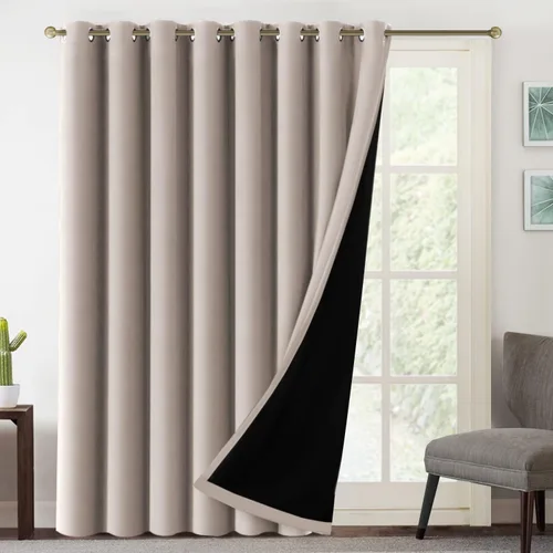 Miniatura 27 de MeilleMaison Paneles de cortina 100 % opacas para ventana de dormitorio, bloqueo de luz completa, de 84 pulgadas de largo, con aislamiento térmico