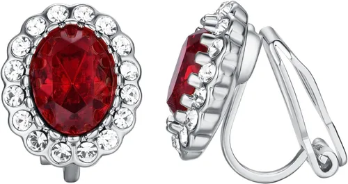 Miniatura 37 de Yoursfs Austria - Aretes de clip de cristal para mujer, chapados en oro de 18 quilates, joyería de moda con halo de circonita cúbica, aretes sin