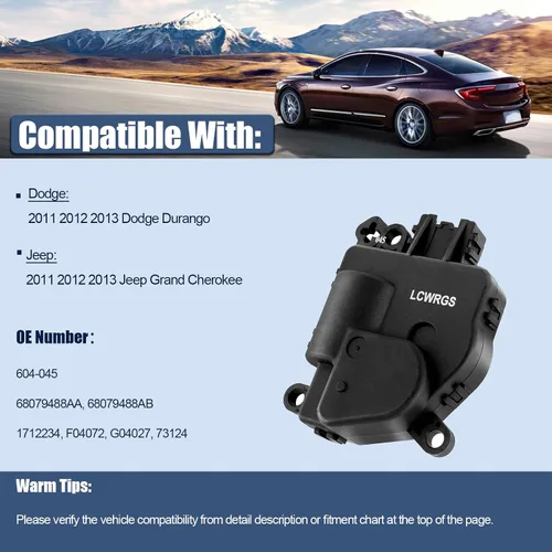 Miniatura 2 de LCWRGS Actuador de Puerta de Mezcla HVAC Compatible con Jeep Grand Cherokee 2011 2012 2013, Dodge Durango 2011-2013, Actuador de Puerta de Aire
