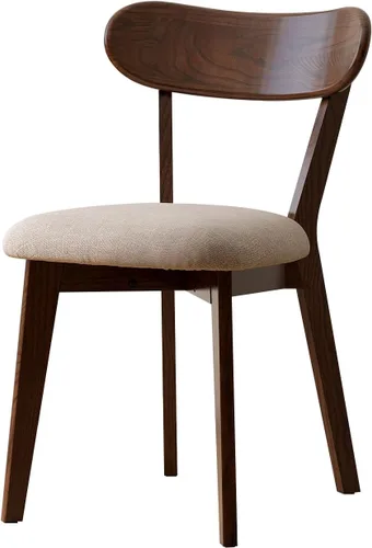Miniatura 15 de Sillas de comedor de roble macizo 100%, silla de comedor moderna de mediados de siglo con respaldo curvo, sillas de comedor tapizadas en tela