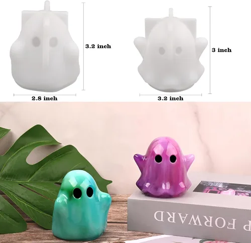 Miniatura 2 de Actvty Moldes de resina fantasma, 2 moldes de silicona fantasma de Halloween para fundición epoxi, moldes epoxi en forma de fantasma 3D, regalo