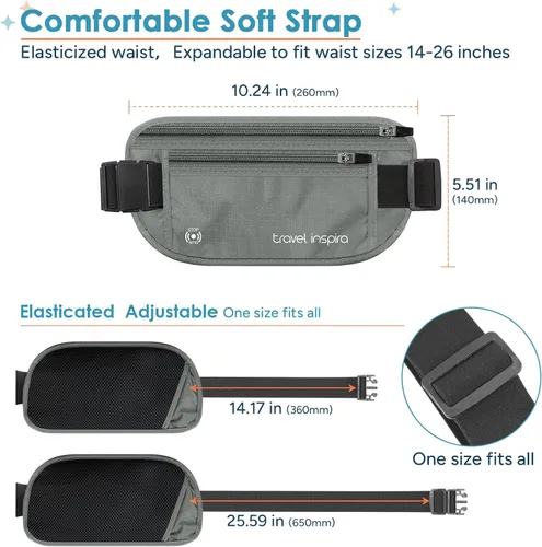 Miniatura 7 de travel inspira Cinturón de dinero de viaje, soporte delgado para pasaporte, bolsa de viaje con bloqueo RFID para proteger efectivo, tarjetas