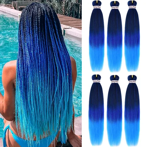 Miniatura 36 de Liang Dian Cabello para hacer trenzas, Cabello estirado para hacer trenzas, 12 pulgadas, 8 paquetes, color ombre púrpura, para sellar en agua