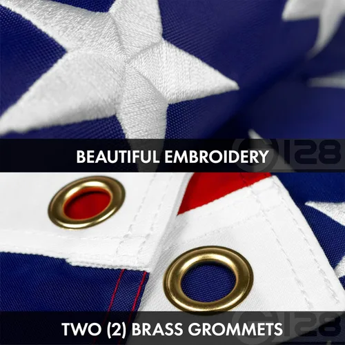 Miniatura 4 de G128 Paquete combinado: bandera estadounidense de Estados Unidos de 3 x 5 pies bordada de estrellas y Gadsden (Dont Tread On Me) bandera de 3 x 5