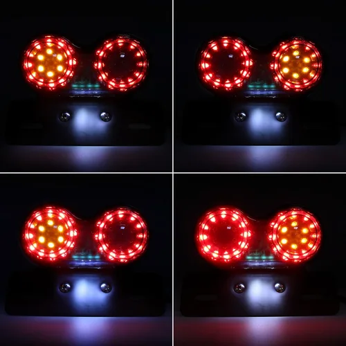 Miniatura 5 de Bobber Cafe Racer ATV Chopper Luz trasera LED Integrada Correr Lámpara de señal de giro Soporte de placa de matrícula Lámpara trasera