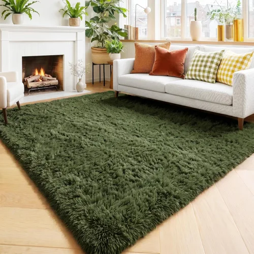 Miniatura 31 de Alfombras moradas para dormitorio de niñas, alfombra de 5 x 8 pies, alfombra peluda esponjosa para sala de estar, alfombras peludas gruesas