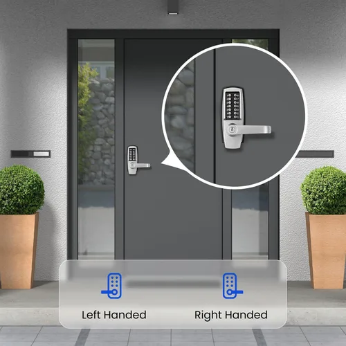 Miniatura 3 de Cerradura de puerta de entrada sin llave con asa - Cerradura de puerta mecánica 100% sin baterías - Fácil de instalar y usar - Cerradura con teclado