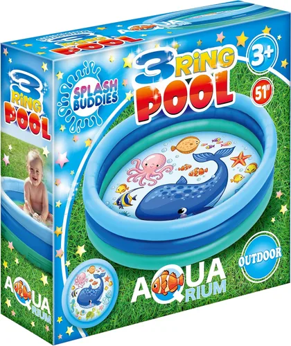 Miniatura 7 de Piscina inflable de 3 anillos – Flotadores de piscina para niños de 51 pulgadas con diseño de acuario – Piscina redonda para niños de 3 anillos