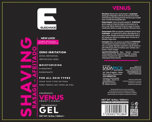Miniatura 2 de E Elegance Barber Accessories - Gel de afeitar transparente para hombres o mujeres, fragancia dulce y floral Venus, la mejor solución de afeitado