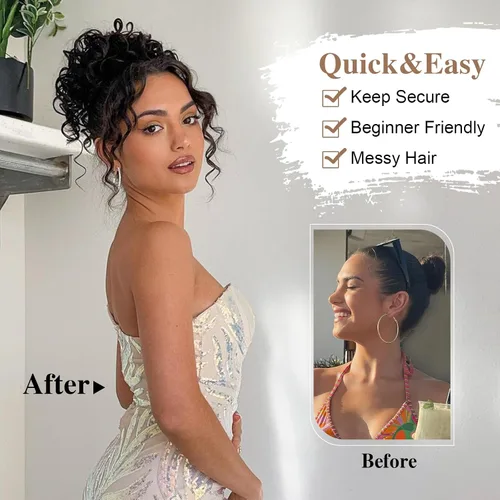 Miniatura 4 de Extensión de cola de caballo rizada con cordón para mujeres negras, extensión de cola de caballo con cordón, extensiones de cabello rizado
