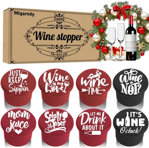 8 divertidos tapones de vino, regalos para amantes del vino para mujeres, accesorios de vino para amantes del vino, divertidos tapones de vino