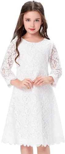 Miniatura 3 de Grace Karin Vestidos de encaje de flores para niñas, con mangas