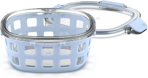 Miniatura 2 de Ello Duraglass - Recipiente de vidrio para preparación de comidas, 4 tazas, con funda de silicona y tapa de plástico hermética sin BPA, apto para 4