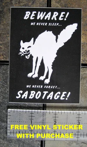 Impresión en lienzo o parche en la espalda de gato sabotaje de guerra de clase – Corporación de establecimiento de autoridad antimedios, activismo