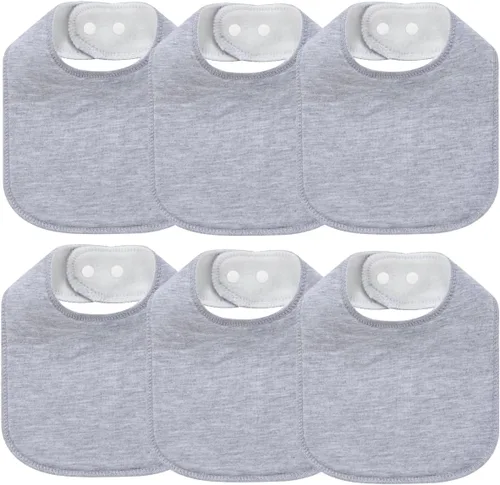 Miniatura 8 de Paquete de 8 baberos unisex ajustables con broches de presión, ultra suaves, absorbentes, babeo, dentición para niños y niñas Blanco