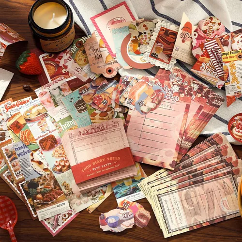 Miniatura 3 de Draupnir Kit de álbum de recortes estético vintage, kit de diario basura con suministros de diario/álbum de recortes, papelería, cuaderno