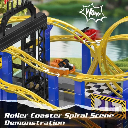 Miniatura 2 de Mould King 11020 Whirlwind Coaster - Juego de construcción de montaña rusa, 1707 piezas, modelo de montaña rusa, kit de construcción motorizado
