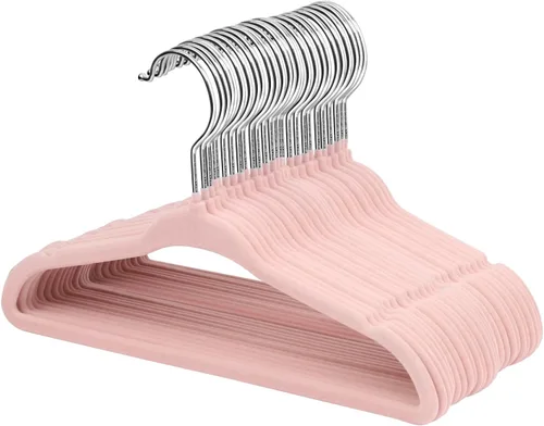 Miniatura 9 de ManGotree Perchas de terciopelo para bebés, perchas para niños y niños, para ahorrar espacio, antideslizantes, paquete de 15 unidades (beige)