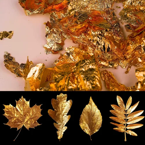 Miniatura 7 de 100 hojas imitación láminas de oro para decoración, arte, manualidades, tamaño 5.5 x 5.5 pulgadas, de Bememo