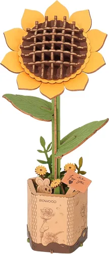 Miniatura 11 de rowood Rompecabezas 3D de flores de madera, juego de bloques de construcción de flores, kit de manualidades, día de la madre, día de San Valentín