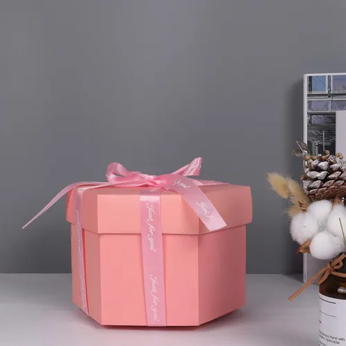 Miniatura 7 de RECUTMS Caja de regalo sorpresa de día de la madre, set de bricolaje para álbum de fotos hecho a mano, caja de regalo con 6 caras, libro de Rosa