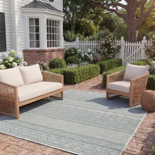 Miniatura 43 de SAFAVIEH Alfombra lavable para exteriores, colección Courtyard de 2.3 x 16 pies, color negro y gris, no desprende pelusa y de fácil limpieza, ideal