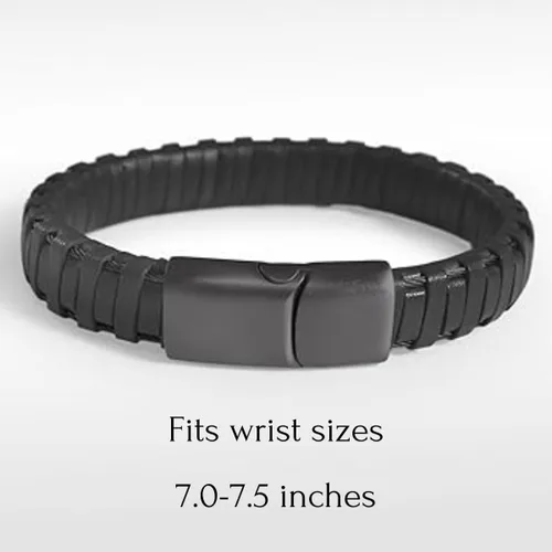 Miniatura 2 de Alor Pulsera de Cuero Envuelto - Pulsera de Cuero y Acero Inoxidable para Hombre - Brazaletes para Hombre - Joyería para Hombre