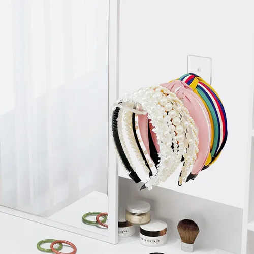 Miniatura 2 de Soporte para diadema de acrílico para pared, paquete de 3 unidades, organizador transparente para colgar diademas para niñas y mujeres