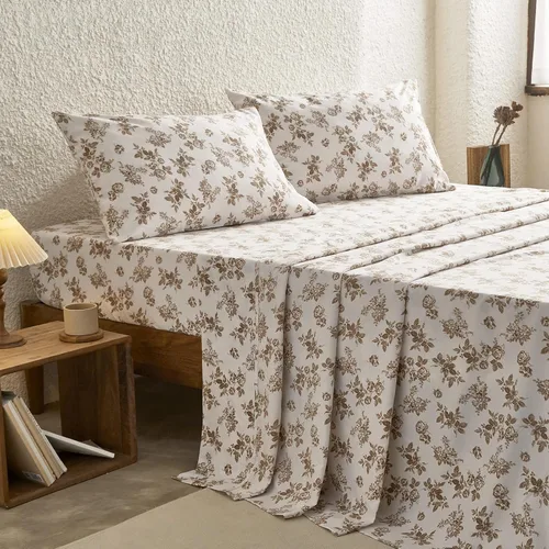 Wake In Cloud - Sábanas Shabby Chic, juego de sábanas de 4 piezas, coqueta botánica floral Cottagecore Vintage Flower, ropa de cama de microfibra