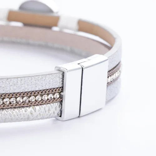 Miniatura 192 de FANCY SHINY - Pulsera de cuero estilo bohemio, pulsera de cuentas de cristal con cierre magnético, regalos de joyería para mujer