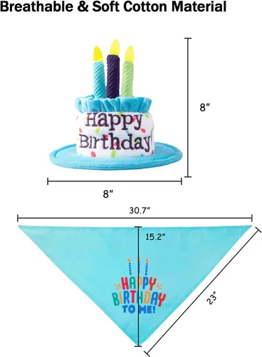 Miniatura 4 de Juego de sombrero y bandana de cumpleaños para perros grandes, sombreros ajustables para fiesta de cumpleaños para perros grandes, decoración