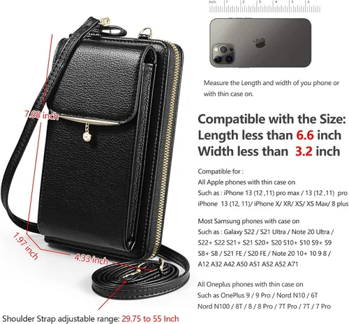 Miniatura 2 de Cell Phone Purse Crossbody Bag with Card Slots for Women Compatible for iPhone 17 Pro Max/Galaxy S26 Ultra S26+ S25 FE