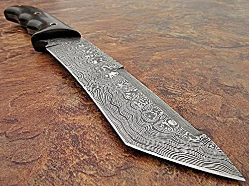 Miniatura 3 de Poshland - Cuchillo TR-170 Tanto de acero de Damasco hecho a mano personalizado de 10 pulgadas - Mango G10 de agarre perfecto