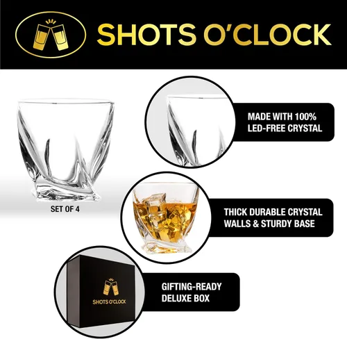 Miniatura 4 de LEMONSODA Vasos retorcidos de alta calidad, juego de 4, 12, 48, elegantes vasos de whisky para whisky escocés, malta individual, juego de vidrio a