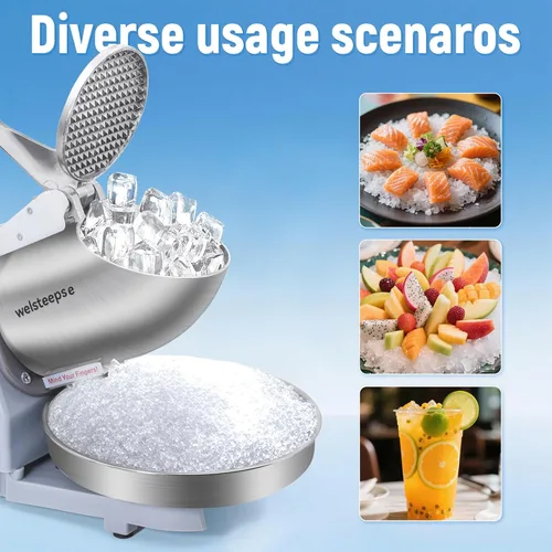 Miniatura 2 de Máquina de hielo afeitado, máquina de afeitar eléctrica de hielo con cuchillas de acero inoxidable, potente máquina de cono de nieve para cocina