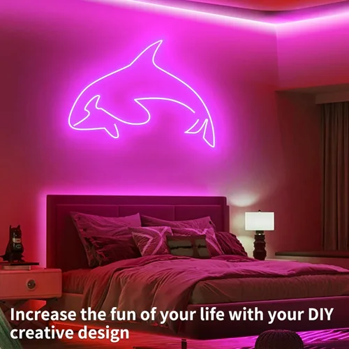 Miniatura 4 de Cuerda de luces LED de neón de 16.4 pies con aplicación o control remoto, luces LED flexibles, múltiples modos, luces de neón RGB para exteriores