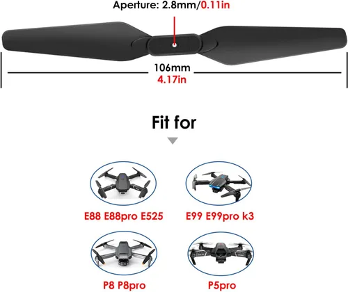 Miniatura 2 de Hélice plegable para E88 E88PRO E88MAX E525 E99 E99PRO P1 P5PRO K3 S1 P8 Quadcopter Plegable Drone Recambios RC Aviones Hélice