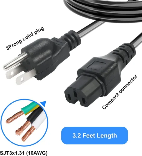 Miniatura 7 de Pieza de repuesto de cable de alimentación de 3 clavijas adecuada para cable percolador Farberware, cable eléctrico para olla a presión eléctrica