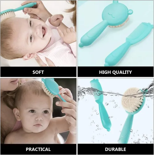 Miniatura 4 de TOYANDONA 1 juego de cepillo y peine para el pelo del bebé para recién nacidos y niños pequeños, cepillo de masaje y cuero cabelludo para bebé