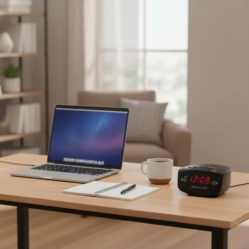 Miniatura 6 de Westclox Radio despertador dual de 0.6 pulgadas, pantalla LED roja, radio FM con 20 preajustes, brillo ajustable, repetición y batería de respaldo