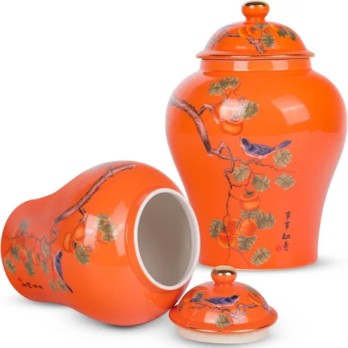 Miniatura 9 de XINGYAN Chinoiserie - Juego de 3 tarros de jengibre, porcelana china azul y blanca, tarro de almacenamiento decorativo para el hogar con tapa