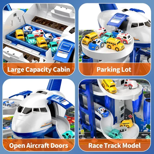 Miniatura 7 de MSKOLER Juguetes de avión para niños de 2 a 4 años – Pistas de carreras de autos de juguete para niños de 3 a 5 años con 8 juguetes de coche