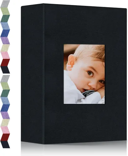 Miniatura 19 de Álbum de fotos popotop 4x6 - 100 fotos, libros de fotos con 100 bolsillos verticales, álbumes con cubierta de lino para fotos familiares, de boda