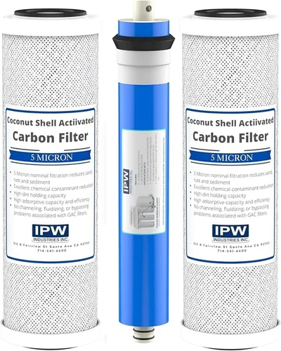 IPW Industries - Kit de filtro de repuesto de ósmosis inversa universal de 3 etapas para debajo del fregadero, reemplazo cada 6-12 meses para agua