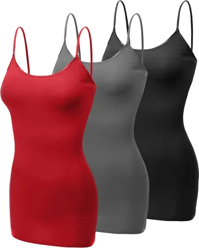 Miniatura 372 de Emmalise Camisola larga casual básica para mujer, con tirantes ajustables, top en capas