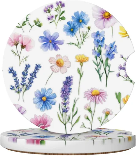 Miniatura 11 de Posavasos de automóvil con lazo azul, paquete de 2 posavasos absorbentes de cerámica para automóvil de 2.56 pulgadas, antideslizante, accesorios
