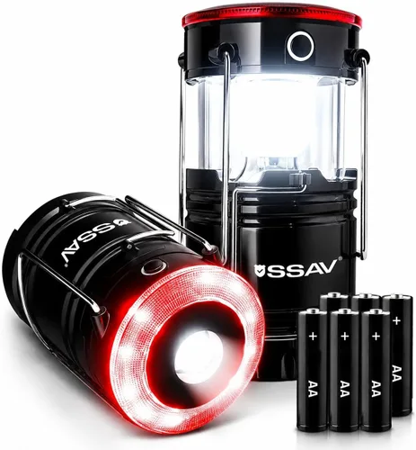 SSAV Paquete de 2 linternas LED para campamento, linternas LED, kits de supervivencia adecuados para huracanes, luz de emergencia para tormentas,