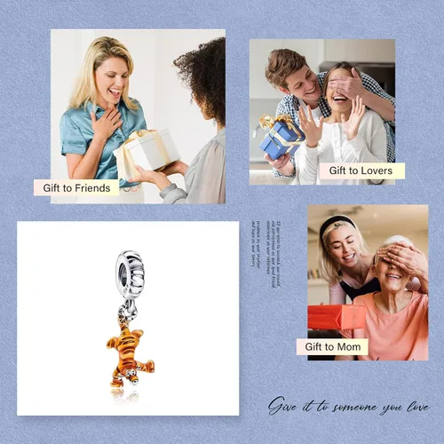 Miniatura 22 de Dijes de plata de ley 925 con diseño de oso dorado para mujer, pulseras y collares, regalos para familiares y amigos, 3 piezas/paquete